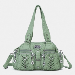 Angel Kiss Kvinder Pu Læder Multi-carry Ensfarvet Mode Casual Skuldertaske Crossbody Taske Håndtaske