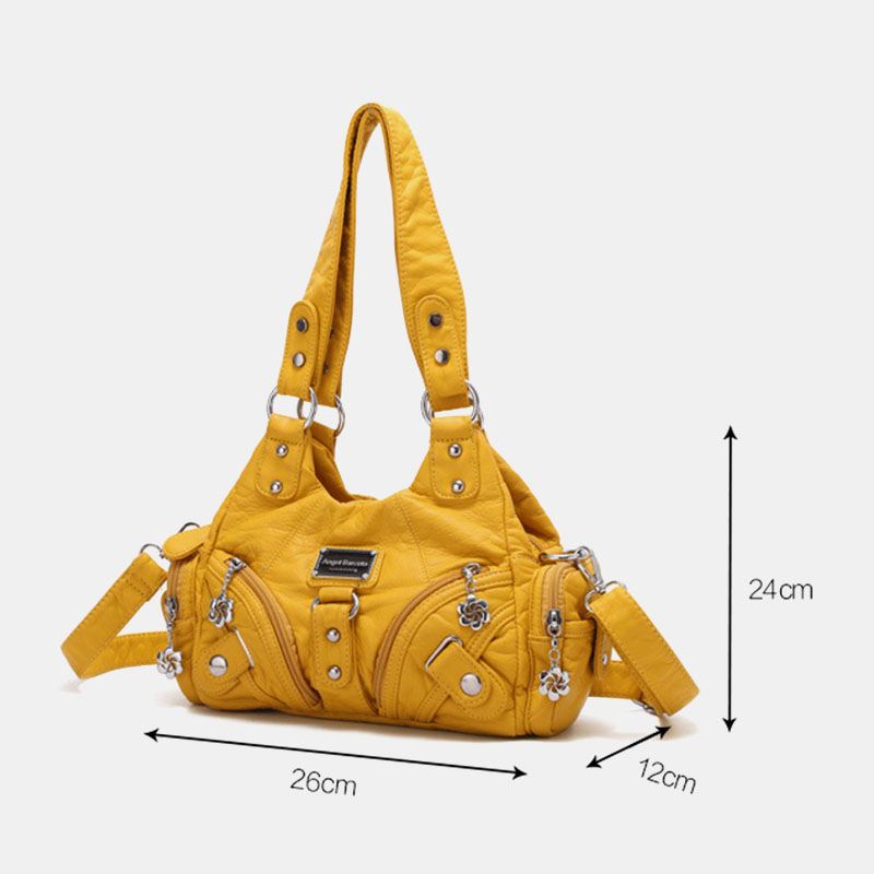 Angel Kiss Kvinder Pu Læder Vintage Multi-pocket Convertible Anti-theft Crossbody Taske Skuldertaske Håndtaske