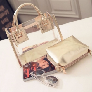 Gennemsigtig Gelly Crystal Bag Celeb Tote Sand Beach Bag Skulder Håndtaske