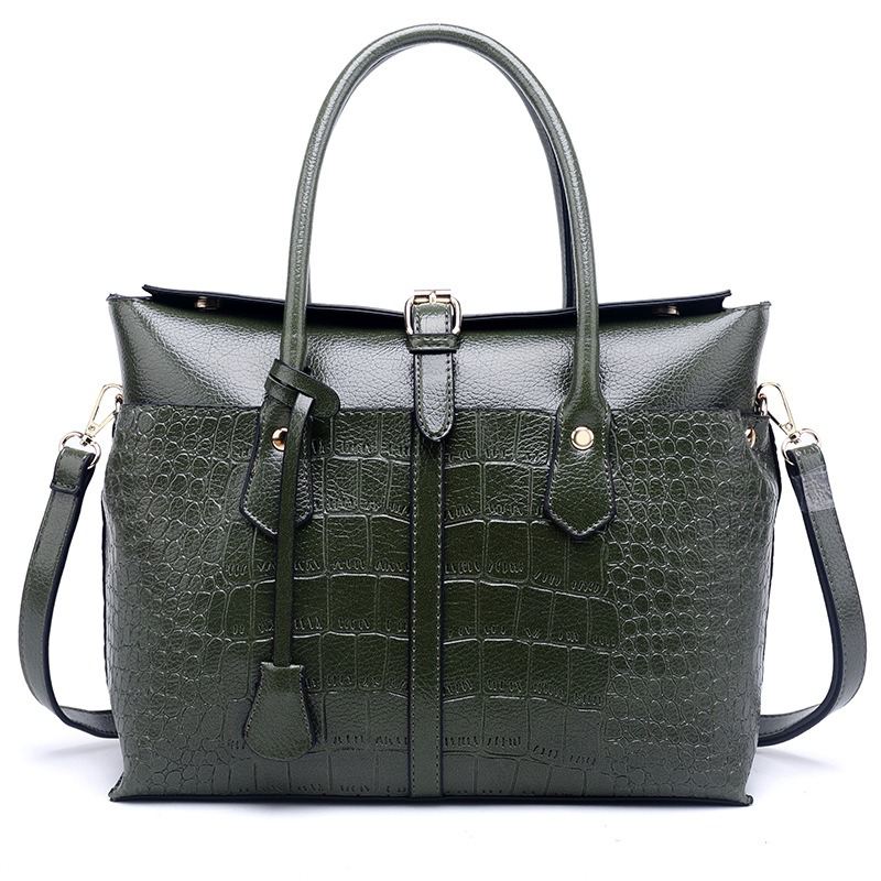 Kvindemode Retro Crocodile Handtaske Briefcase Skuldertaske
