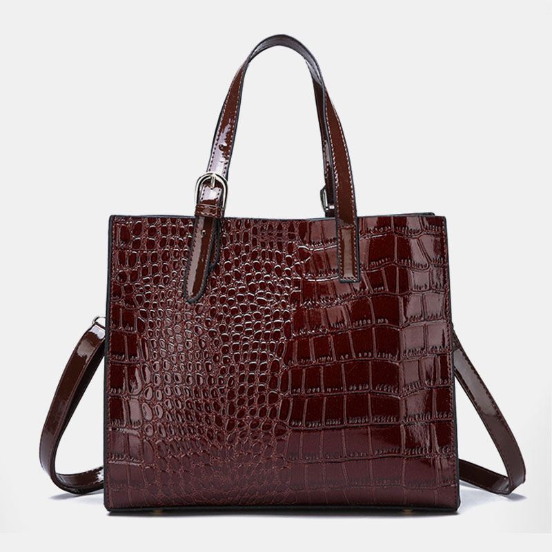 Kvinder 2 Stk Alligator Pu Multi-pocket Håndtaske Med Stor Kapacitet Crossbody Taske Tote