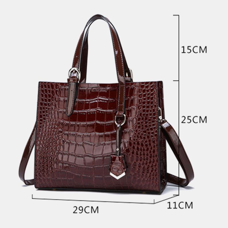 Kvinder 2 Stk Alligator Pu Multi-pocket Håndtaske Med Stor Kapacitet Crossbody Taske Tote