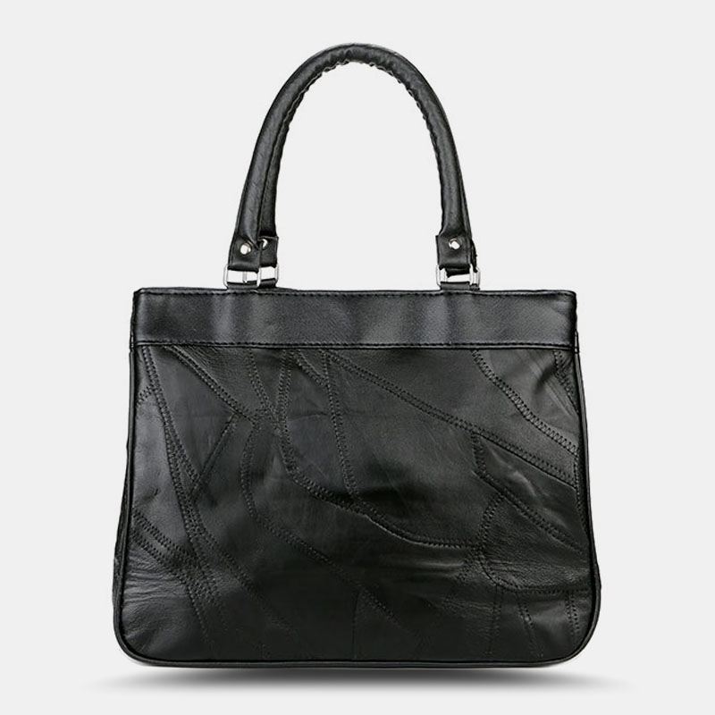 Kvinder Ægte Læder Patchwork Malet Mulepose Multi-lomme Håndtasker Med Stor Kapacitet Vintage Crossbody Tasker