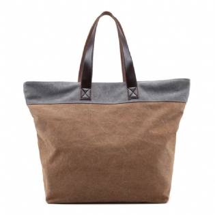 Kvinder Canvas Hit Color Tote Bag Casual Håndtaske Skuldertaske