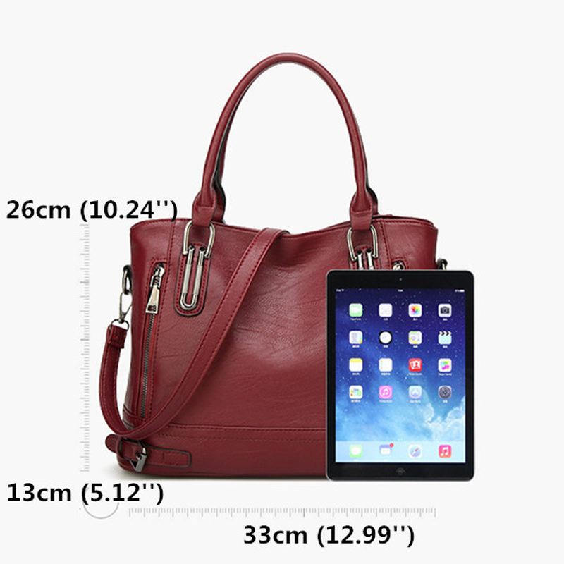 Kvinder Imiteret Læder Mulepose Med Stor Kapacitet Solid Håndtaske Fritid Crossbody-taske
