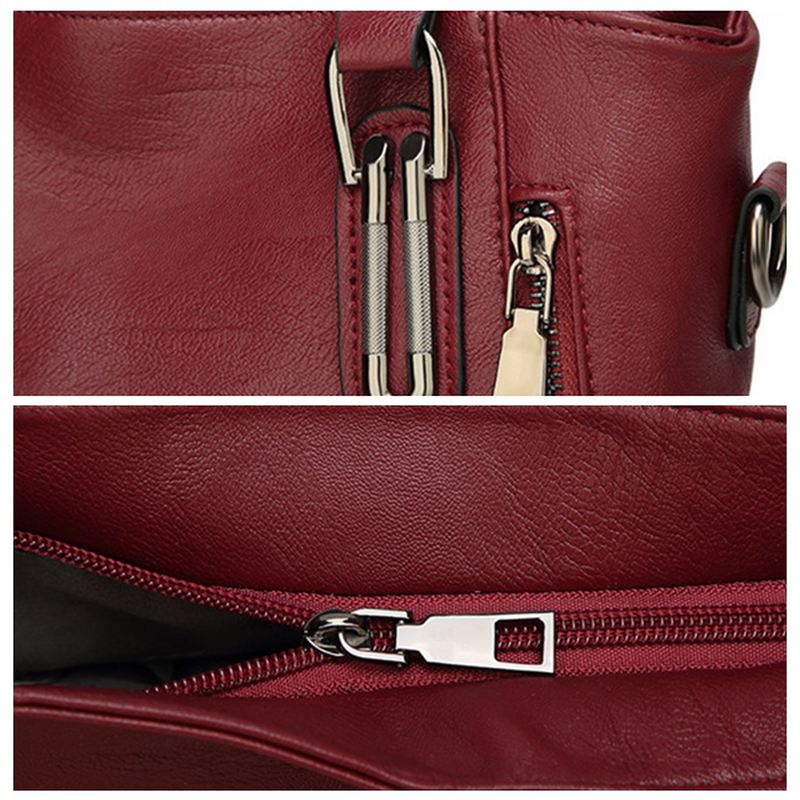 Kvinder Imiteret Læder Mulepose Med Stor Kapacitet Solid Håndtaske Fritid Crossbody-taske
