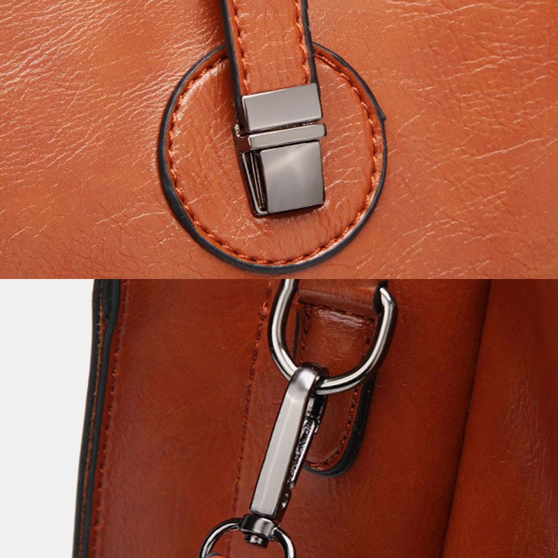 Kvinder Kunstlæder Retro Multi-pocket Håndtaske Med Stor Kapacitet Skuldertaske Tote