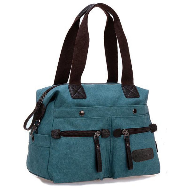 Kvinder Mænd Canvas Multi Pocket Håndtasker Casual Pillow Skulder Crossbody Tasker