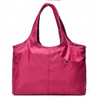 Kvinder Nylon Håndtaske Solid Tote Bag Multi Pocket Shopping Bag