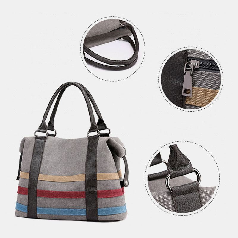 Kvinder Patchwork Canvas Håndtaske Crossbody Taske