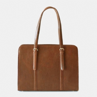 Kvinder Pu-læder Stor Kapacitet Multi-pocket Casual Business Cabriolet Tote Håndtaske Crossbody Taske