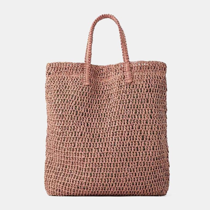 Kvinder Rejser Sommer Strand Stor Kapacitet Halm Håndtaske Tote Bag