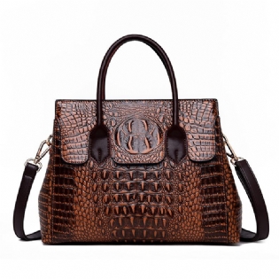 Kvinder Retro Krokodille Mønster Håndtaske Imiteret Læder Crossbody Taske