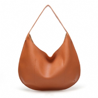 Kvinder Simple Faux Leather Tote Bag Håndtaske Skuldertaske
