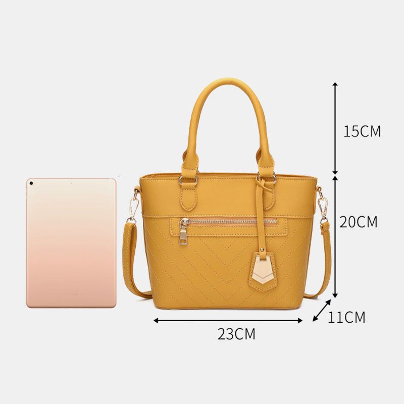Kvinder Solid Multi-pocket Commuter Satchel Crossbody Bag Skuldertaske Håndtaske