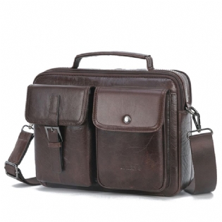 Mænd Ægte Læder Casual Håndtaske Med Stor Kapacitet Crossbody-taske