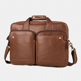 Mænd Dobbeltlags Lomme Anti-tyveri Håndtaske Retro Multi-pocket 13.3 Tommer Bærbar Taske Crossbody Skuldertasker