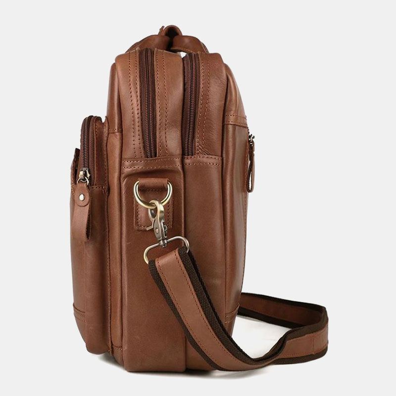 Mænd Dobbeltlags Lomme Anti-tyveri Håndtaske Retro Multi-pocket 13.3 Tommer Bærbar Taske Crossbody Skuldertasker