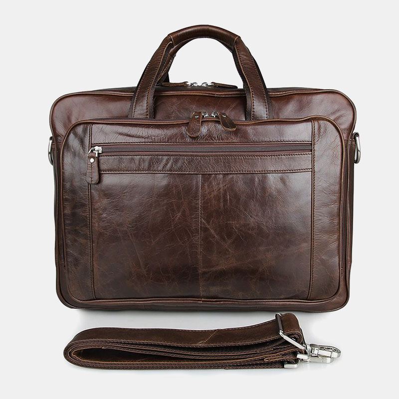 Mænd Imiteret Læder Multi-lomme Multifunktion Stænksikker 15.6 Tommer Bærbar Taske Dokumentmapper Crossbody Taske Håndtaske