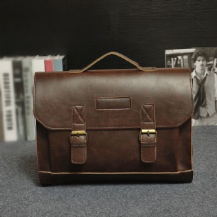 Mænd Pu-læder Multi-pocket Håndtaske Business Taske Laptop Taske Skuldertaske