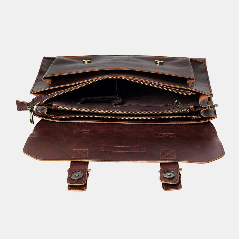 Mænd Pu-læder Multi-pocket Håndtaske Business Taske Laptop Taske Skuldertaske