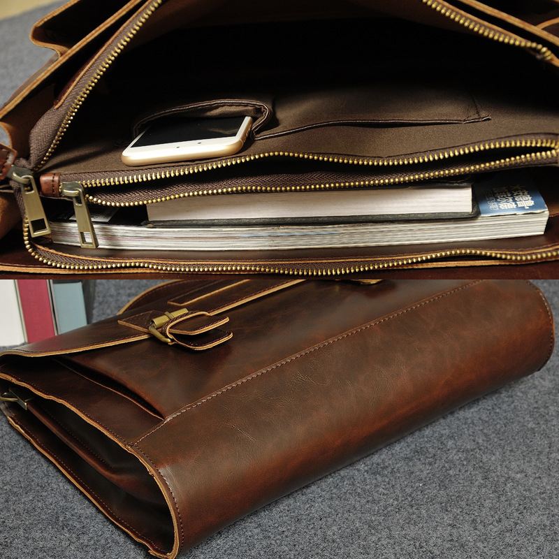 Mænd Pu-læder Multi-pocket Håndtaske Business Taske Laptop Taske Skuldertaske