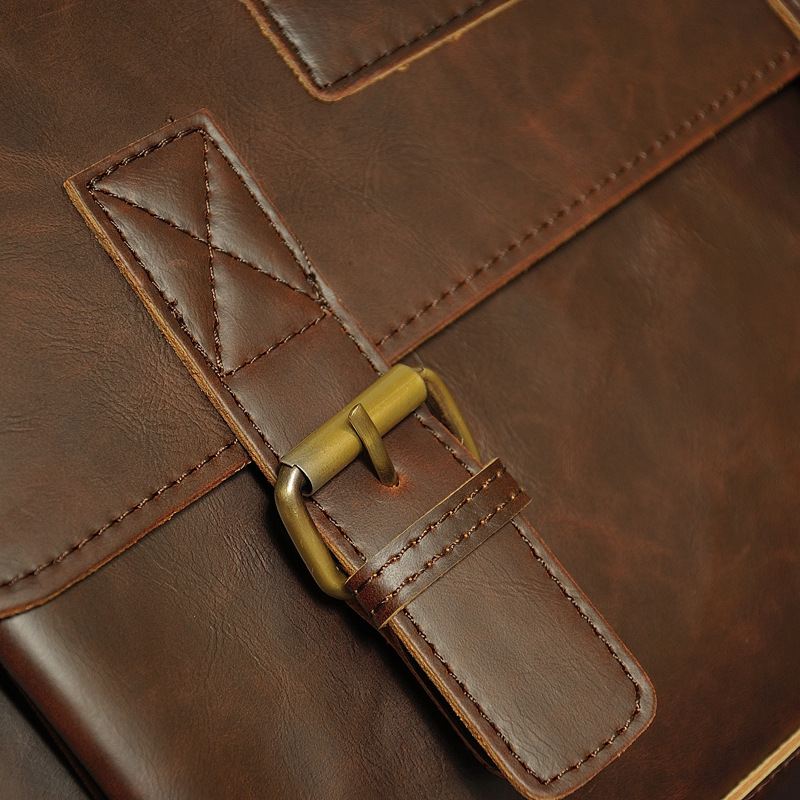 Mænd Pu-læder Multi-pocket Håndtaske Business Taske Laptop Taske Skuldertaske