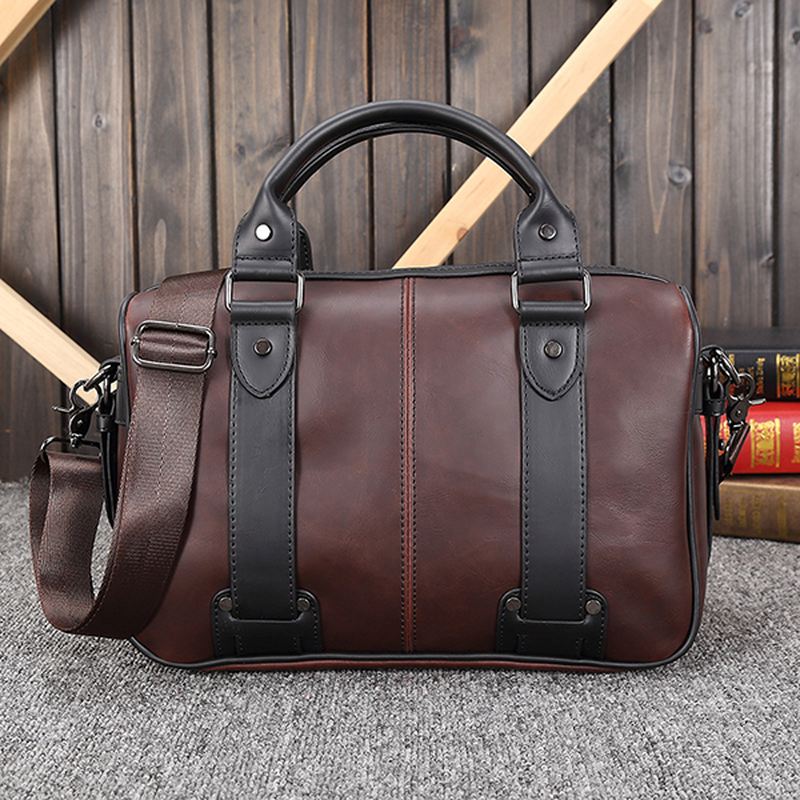 Mænd Retro Pu Læder Håndtaske Business Crossbody Taske