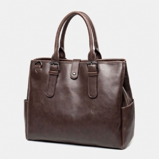 Mænd Stor Kapacitet Vandtæt Dokumentmappe Håndtaske Retro 14 Tommer Bærbar Taske Crossbody Taske Skuldertaske