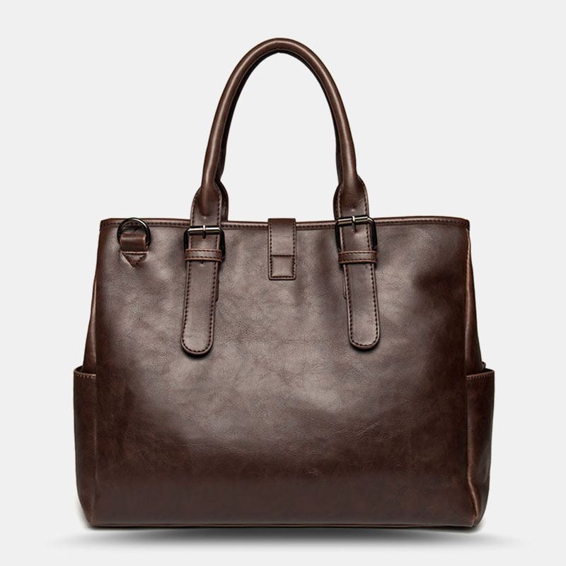 Mænd Stor Kapacitet Vandtæt Dokumentmappe Håndtaske Retro 14 Tommer Bærbar Taske Crossbody Taske Skuldertaske