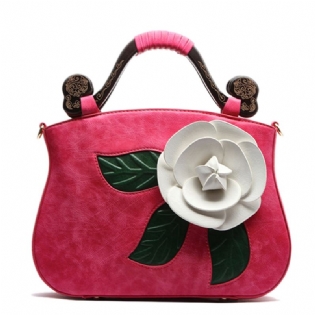 Vintage Mode Pu Læder Rose Dekorativ Håndtaske Crossbody Taske Til Kvinder