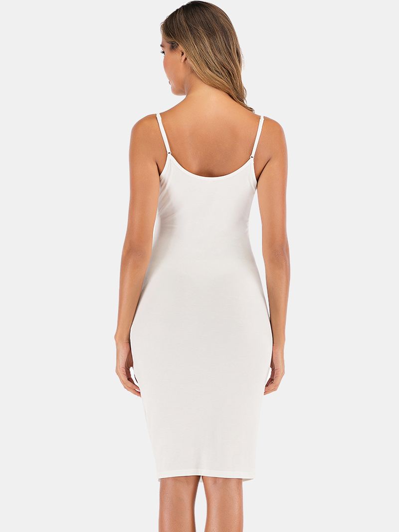 Bomuld Rygfri Spaghetti Straps Blonde Dyb Halsudskæring Lang Natkjole Nattøj