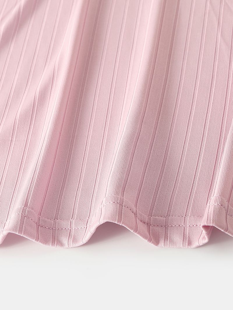 Plus Size Kvinder Kinesisk Stil Ribbet Rund Hals Langærmet Drop Shoulder Natkjoler Hjem Løst Nattøj