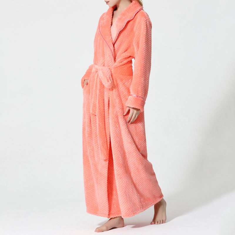 Plus Size Langærmet Badekåbe Flanell Natkjole