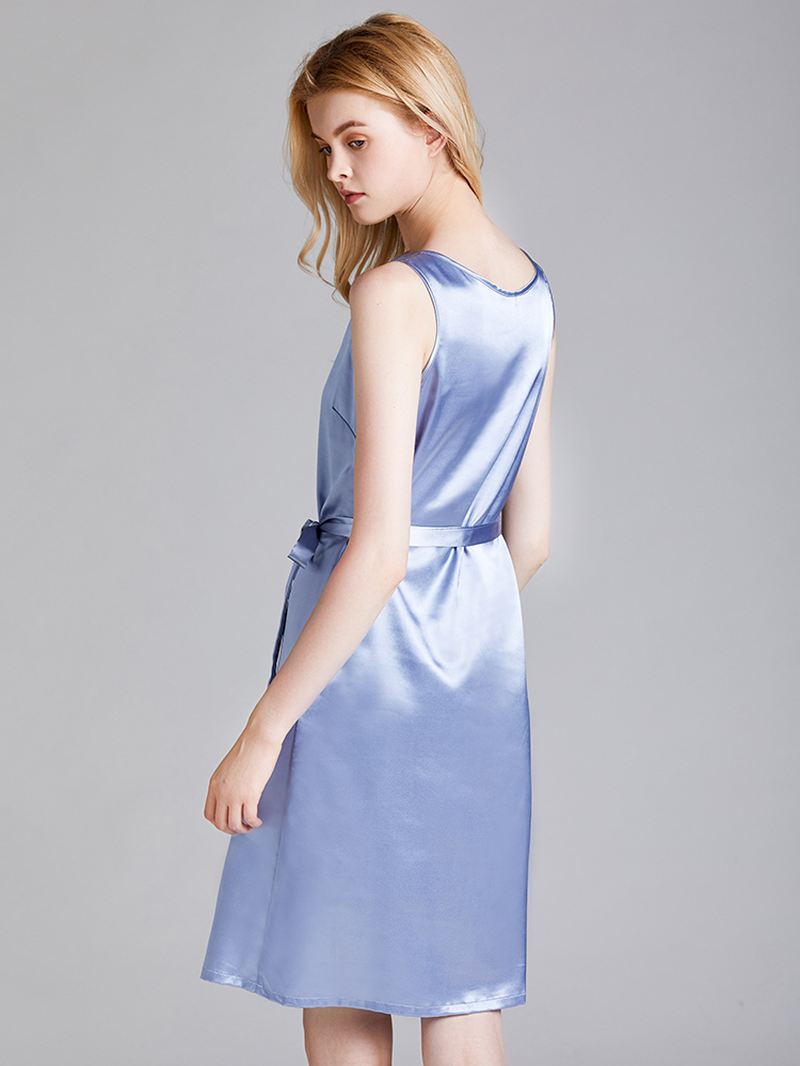 Satin Brede Stropper Button-down Talje Snøre-hjemmekjole
