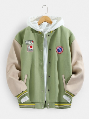 Herre Badge Varm Drop Skulder Baseball Krave Langærmet Jakke