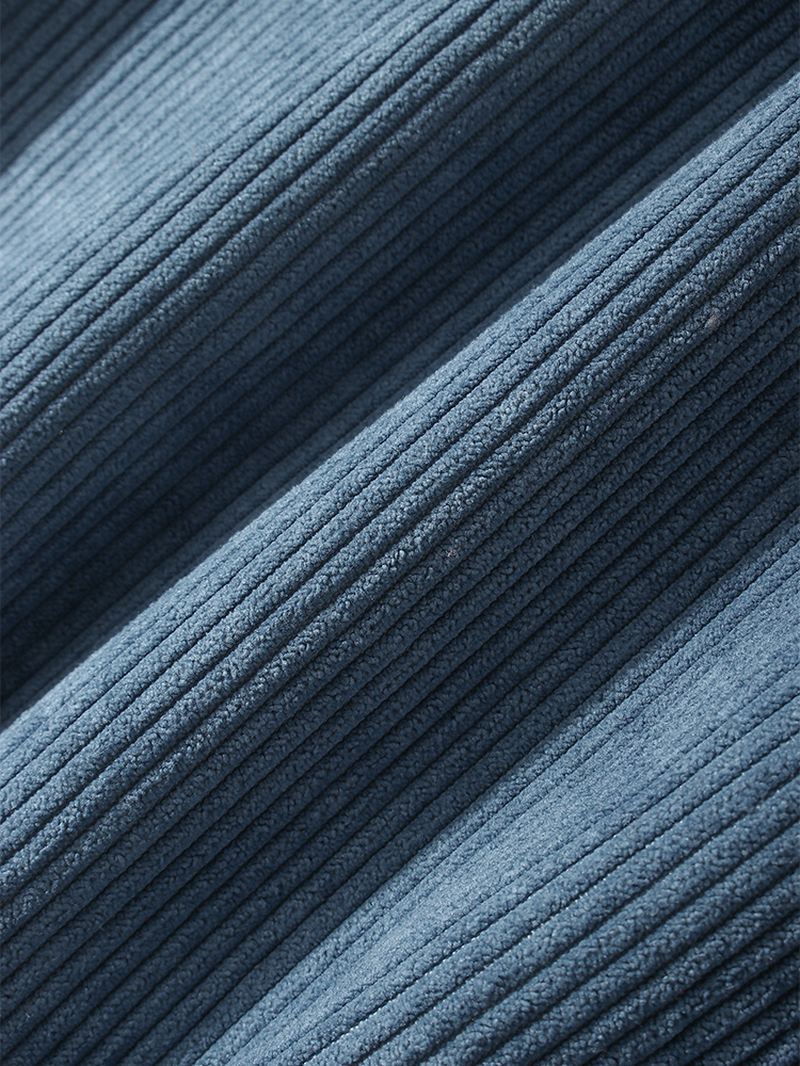 Herre Corduroy Tab Med Tryk Lynlås Bodycon Hem Drop Shoulder Hættejakke Med Okket