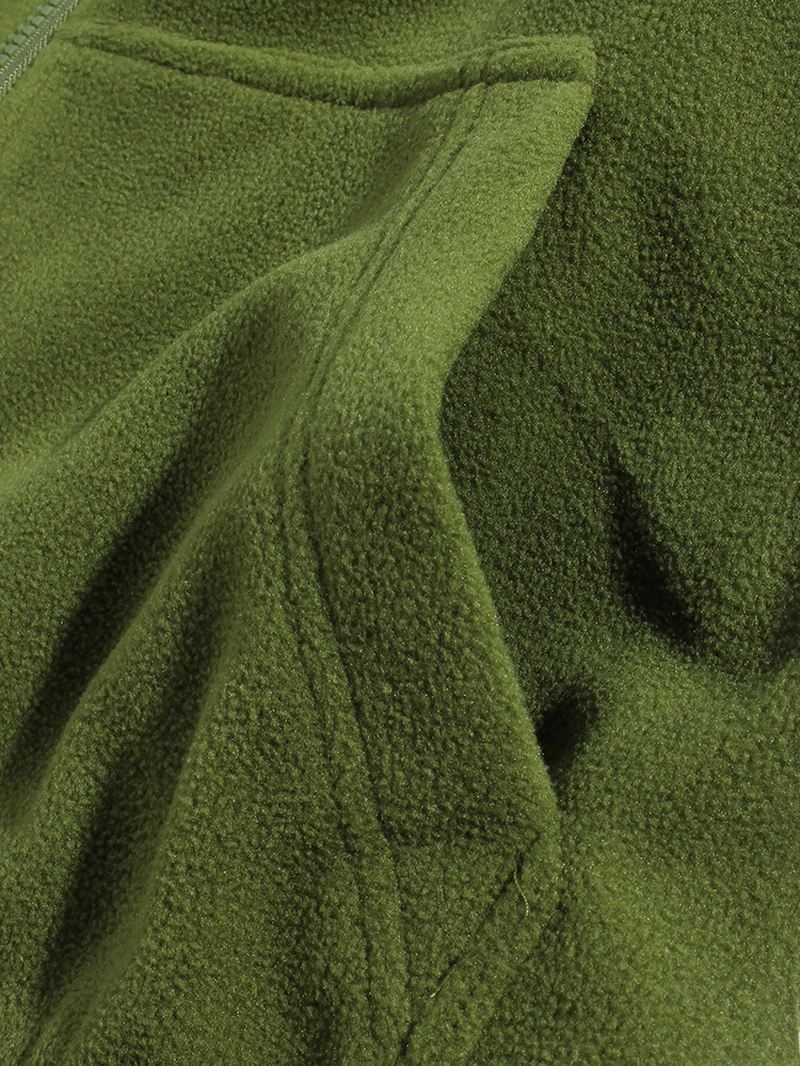 Herre Ensfarvet Polar Fleece Drop Shoulder Jakke Med Lomme