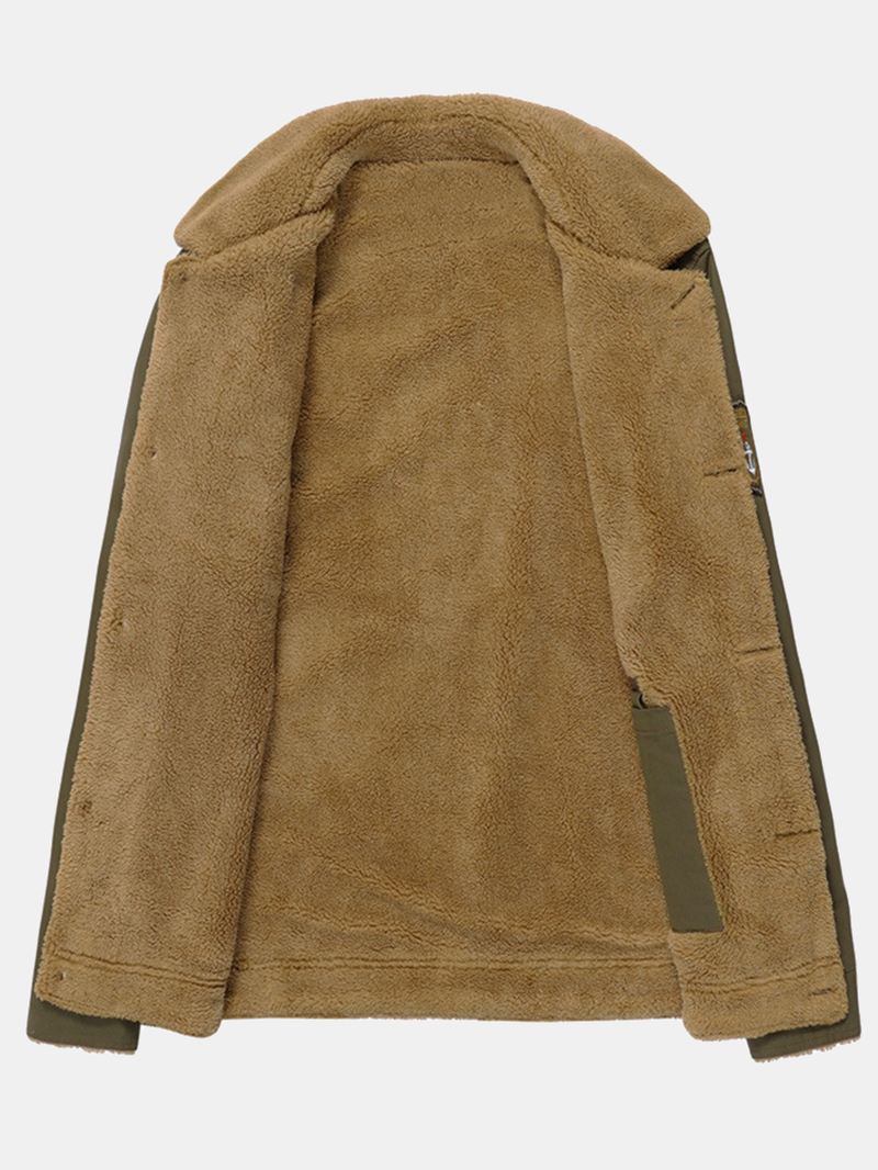 Herre Fleece Foret Tykke Varm Bomuld Utility Solide Jakker
