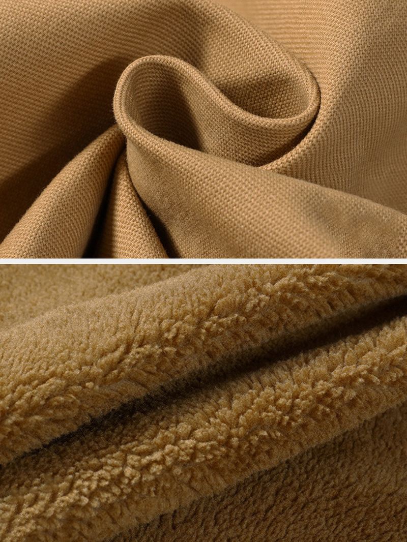 Herre Fleece Foret Tykke Varm Bomuld Utility Solide Jakker