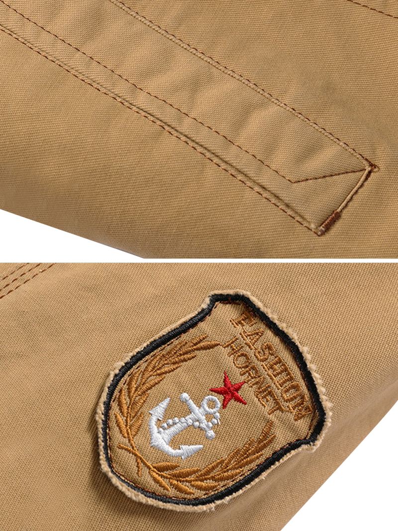 Herre Fleece Foret Tykke Varm Bomuld Utility Solide Jakker