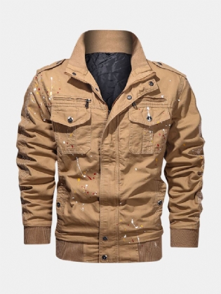 Herre Paint Med Tryk Bomuld Multi Pocket Jacket