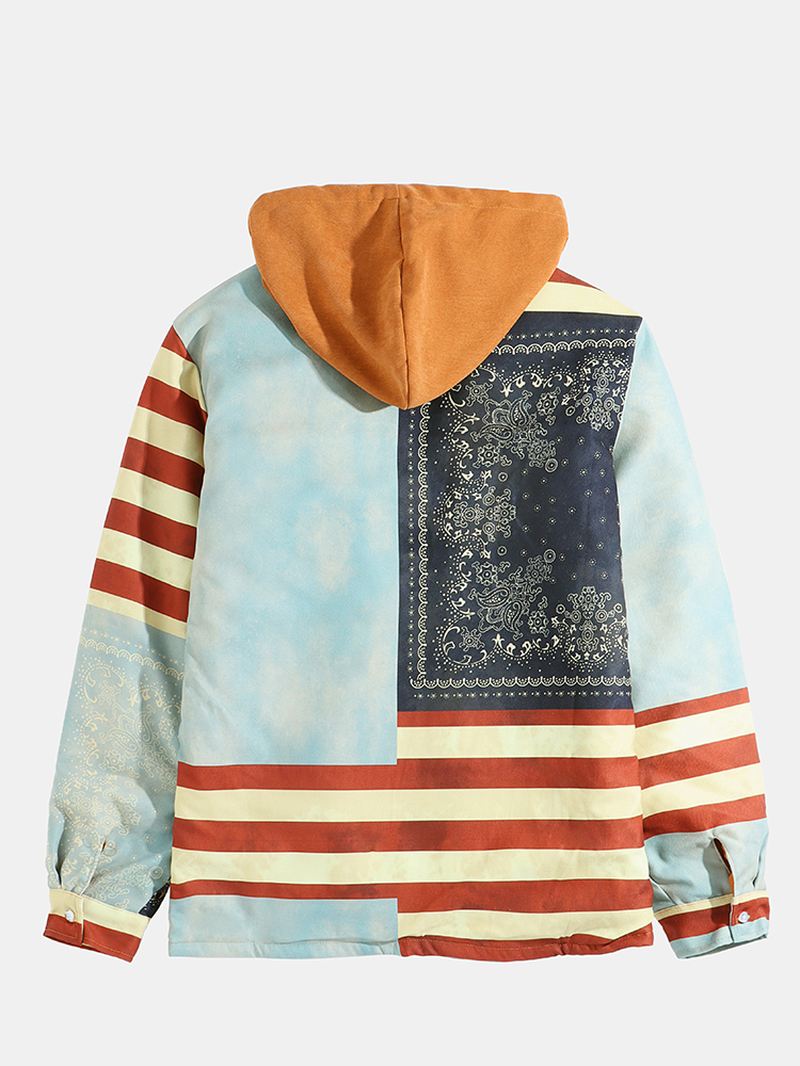 Herrejakke I Etnisk Stil Med Striber Og Vintage Hættetrøjer