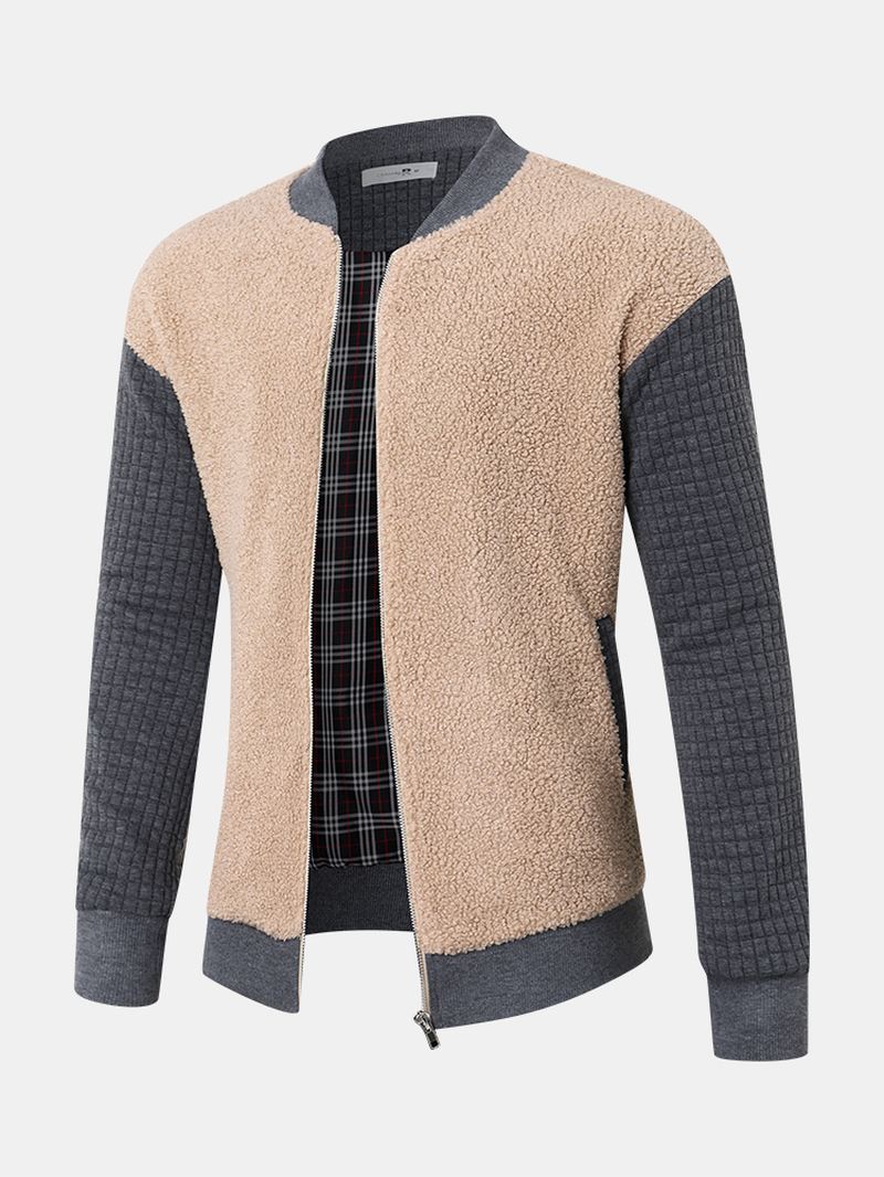Mænd Patchwork Kontrast Farve Blok Side Pocket Langærmede Jakker