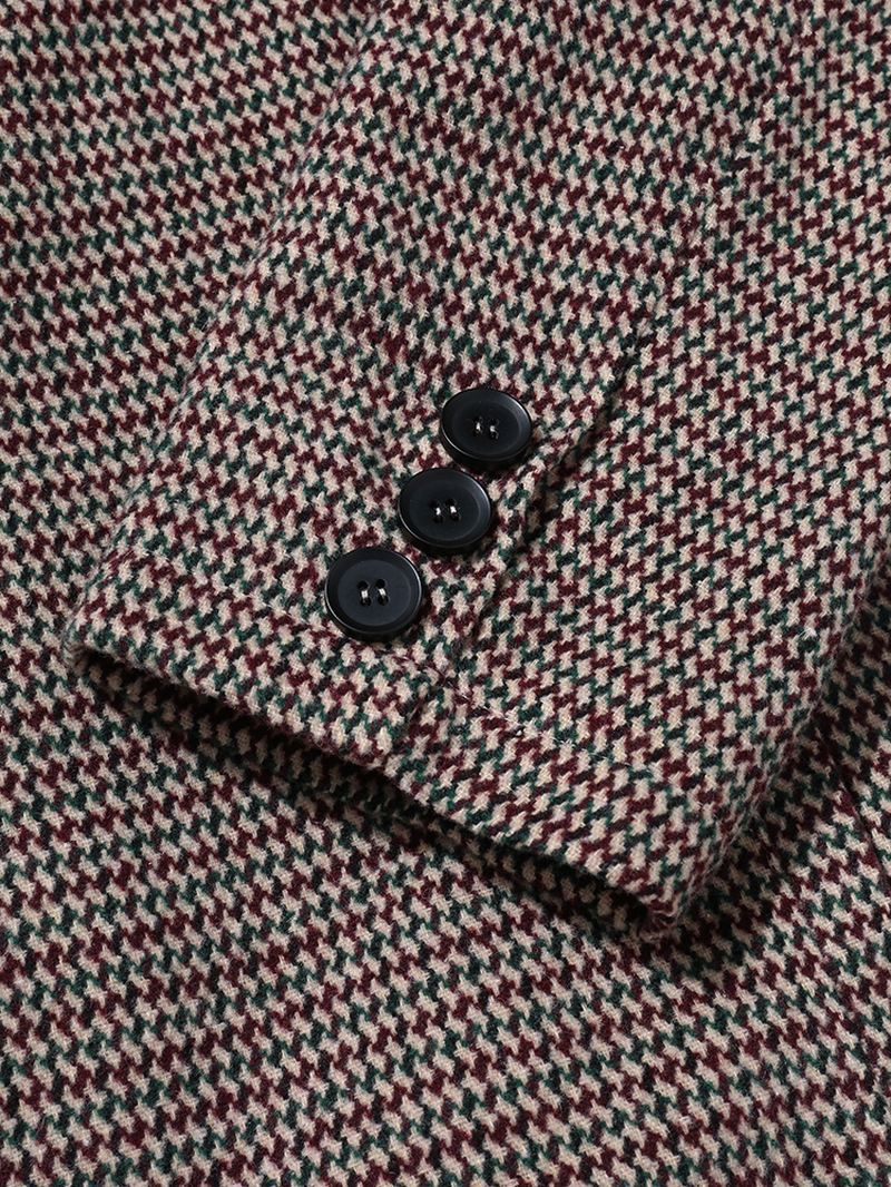Mænd Plaid-kontrastlommer Enkeltradet Fladkrave Lange Trenchjakker Casual Frakker