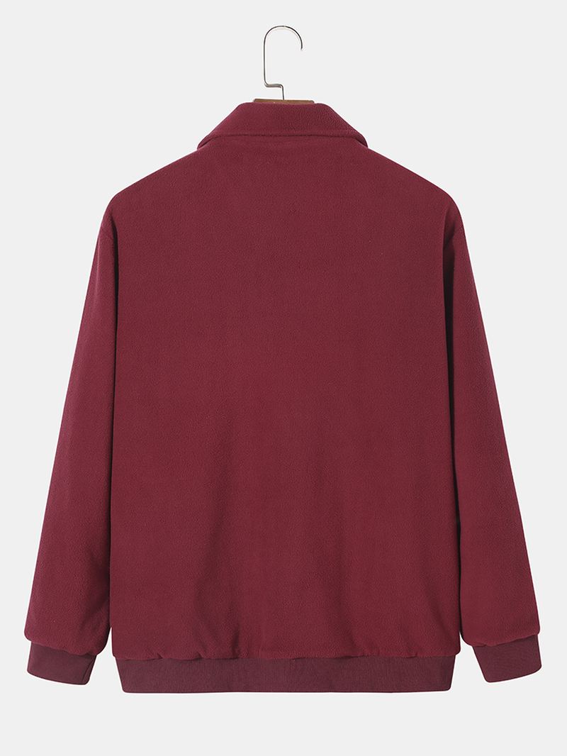Mænd Tekstur Fleece Patchwork Kontrast Dobbelt Lommer Lapel Jakker
