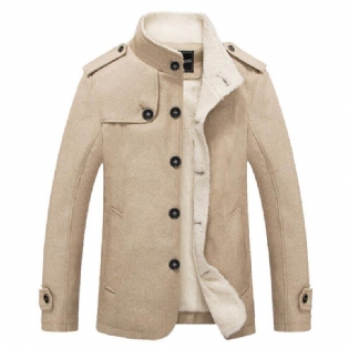 Mænds Epaulet Faux Shearling Enkeltradet Jakke