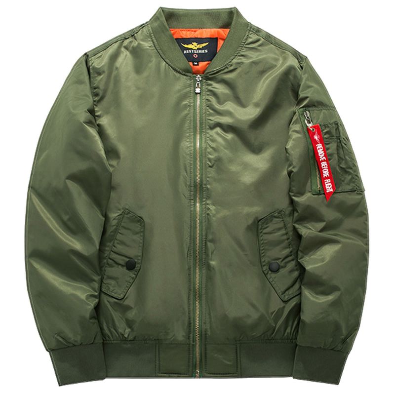 Plus Størrelse  XS-6xl Bomberjakke Tyk Varm Mode Casual Sportsflyvejakke Til Mænd