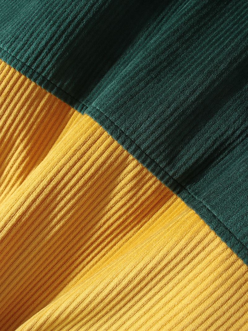 Vintage Colorblock Fløjlsøm Hættejakke Til Mænd