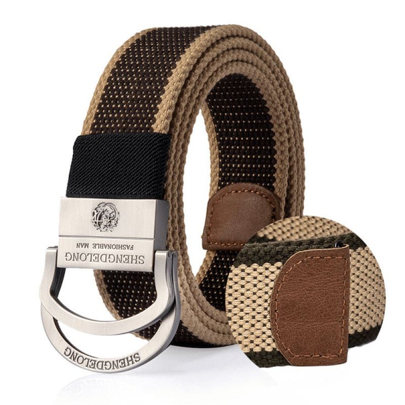 125cm Herre Dobbelt Ring Spænde Bælte Udendørs Canvas Military Tactical Jeans Strip